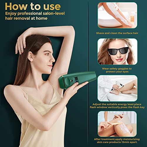IPL Hair Removal, VEYFUN Hair Removal for Women with 5 Intensity Levels, 2 Fl...