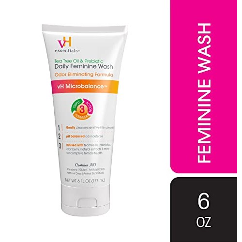 vH essentials, Ph Balanced Daily Feminine Wash, Tea Tree Oil & Prebiotic, 6, ...