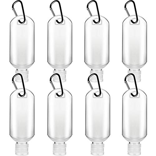 VHOPMORE 8 Pcs Travel Size Bottles with Keychain Hand Sanitizer Holder, 2 oz ...
