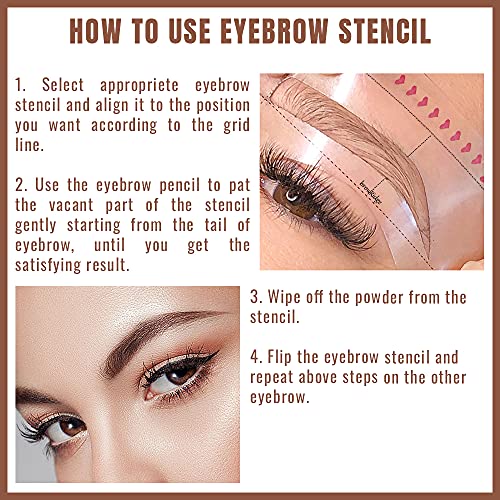Eyebrow Stencils & Eyebrow Pencil, 10 Styles of Eyebrow Shaper, Reusable Eyeb...