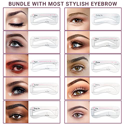 Eyebrow Stencils & Eyebrow Pencil, 10 Styles of Eyebrow Shaper, Reusable Eyeb...