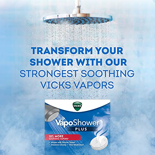 Vicks VapoShower Plus, Shower Bomb Tablets, Strong Soothing Non-Medicated Vap...