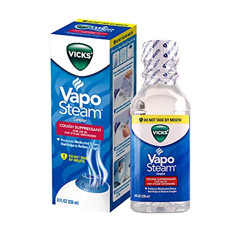 Vicks VapoSteam Medicated Liquid with Camphor, a Cough Suppressant, 8 Oz – Va...