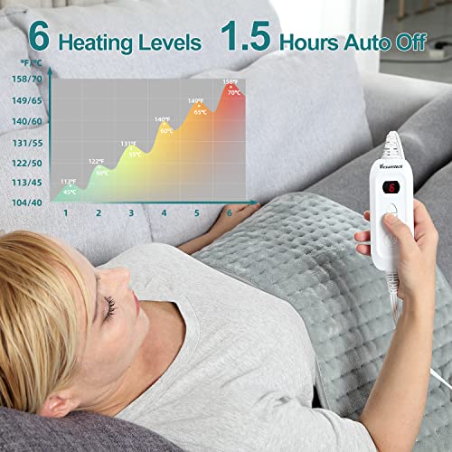 Electric Heating Pad for Back Pain Relief and Cramps, 14"X26" Large Heating P...