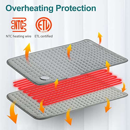 Electric Heating Pad for Back Pain Relief and Cramps, 14"X26" Large Heating P...