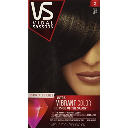 Vidal Sassoon Pro Series Permanent Hair Dye, 2 Black Hair Color, 1 Count