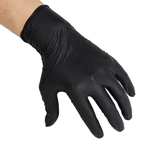 VideoPUP 100PCS Black Tattoos Piercing Gloves, Large