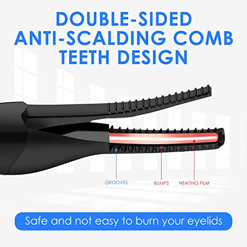 Heated Eyelash Curler, 2 in 1 Clip-Type & Built-in Comb Eyelash Curler, USB R...