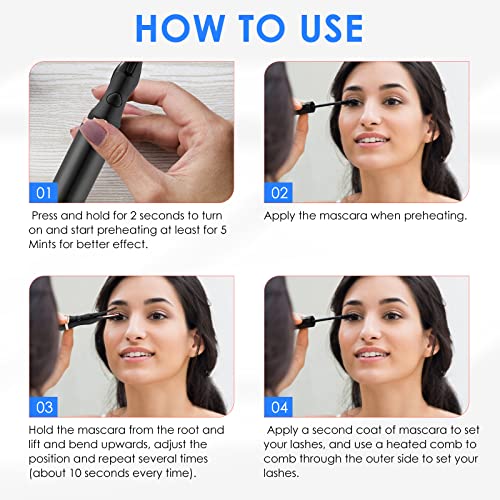 Heated Eyelash Curler, 2 in 1 Clip-Type & Built-in Comb Eyelash Curler, USB R...