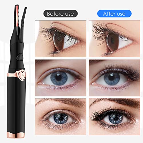 Heated Eyelash Curler, 2 in 1 Clip-Type & Built-in Comb Eyelash Curler, USB R...
