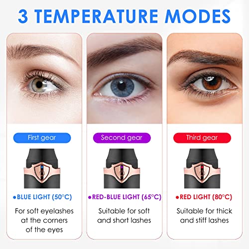 Heated Eyelash Curler, 2 in 1 Clip-Type & Built-in Comb Eyelash Curler, USB R...