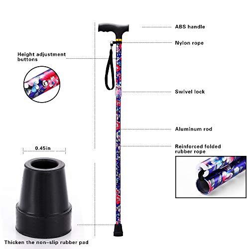 Folding Walking Canes for Women Cane for Elderly Men and Women Aluminum Colla...