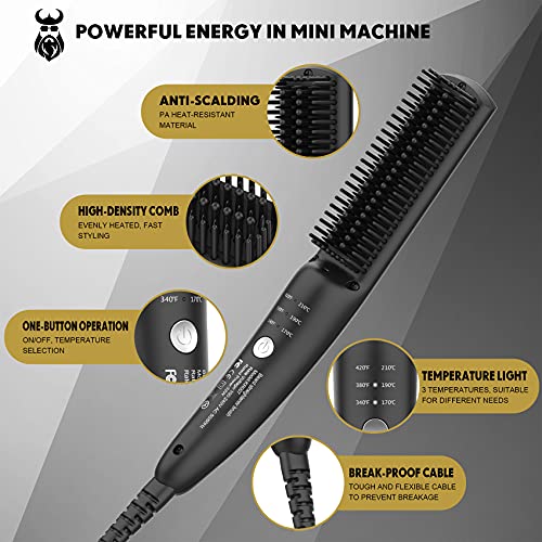 VIKICON Beard and Hair Straightener for Men: Ionic Heated Beard Brush Upgrade...