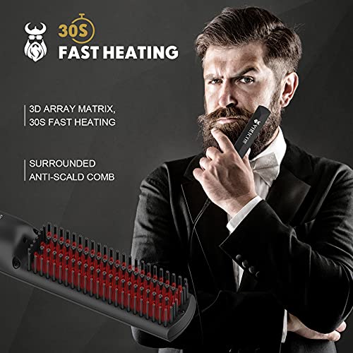 VIKICON Beard and Hair Straightener for Men: Ionic Heated Beard Brush Upgrade...
