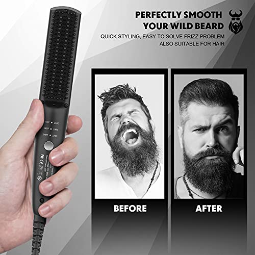 VIKICON Beard and Hair Straightener for Men: Ionic Heated Beard Brush Upgrade...