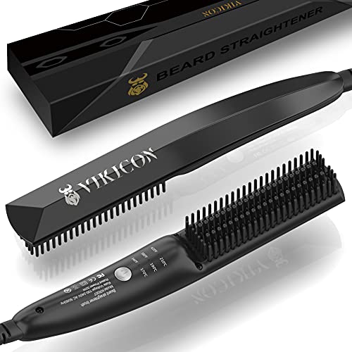 VIKICON Beard and Hair Straightener for Men: Ionic Heated Beard Brush Upgrade...