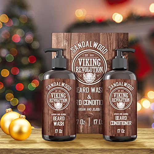 Beard Wash & Beard Conditioner Set w/Argan & Jojoba Oils - Softens & Strength...