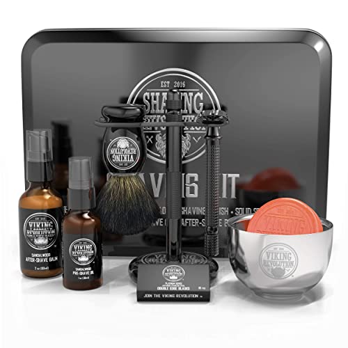 Luxury Safety Razor Shaving Kit - Includes Double Edge Safety Razor, Stand, B...