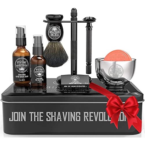Luxury Safety Razor Shaving Kit - Includes Double Edge Safety Razor, Stand, B...