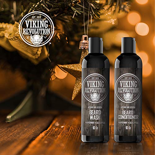 Viking Revolution Beard Wash & Beard Conditioner Set w/Argan & Jojoba Oils – ...