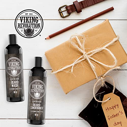 Viking Revolution Beard Wash & Beard Conditioner Set w/Argan & Jojoba Oils – ...