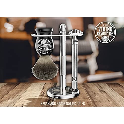 Viking Revolution Chrome Safety Razor Stand - Razor Holder and Shaving Brush ...