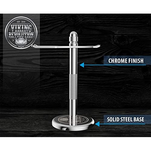 Viking Revolution Chrome Safety Razor Stand - Razor Holder and Shaving Brush ...