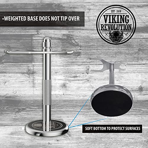 Viking Revolution Chrome Safety Razor Stand - Razor Holder and Shaving Brush ...