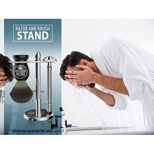 Viking Revolution Chrome Safety Razor Stand - Razor Holder and Shaving Brush ...