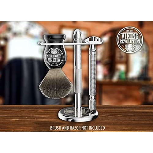 Viking Revolution Chrome Safety Razor Stand - Razor Holder and Shaving Brush ...