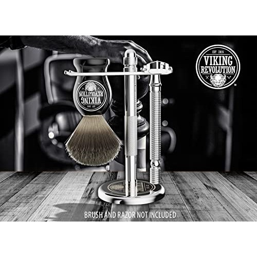 Viking Revolution Chrome Safety Razor Stand - Razor Holder and Shaving Brush ...