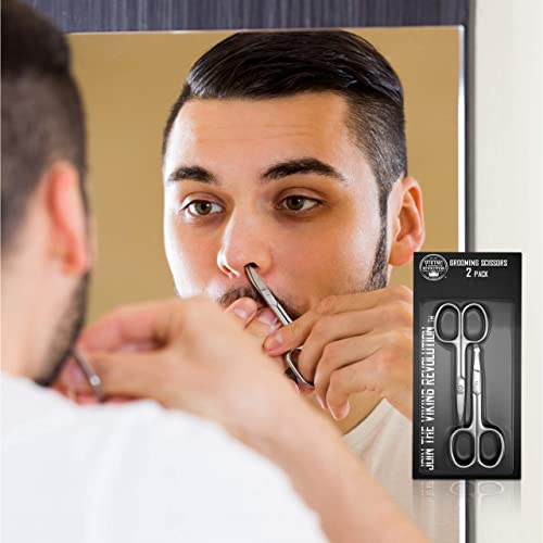 Viking Revolution Facial Hair Grooming Scissors For Men- Curved and Rounded M...