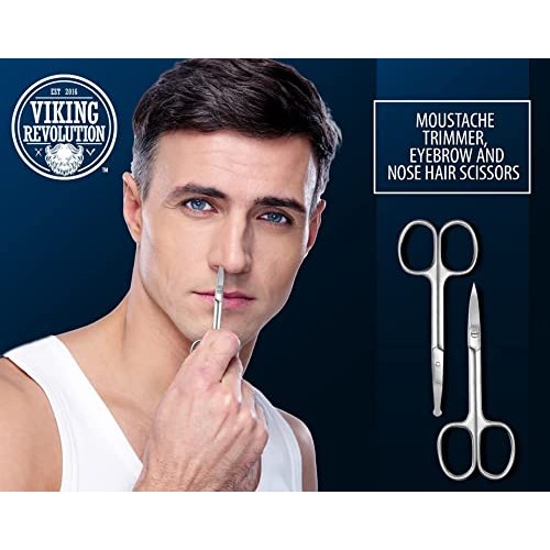 Viking Revolution Facial Hair Grooming Scissors For Men- Curved and Rounded M...