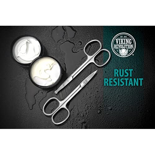 Viking Revolution Facial Hair Grooming Scissors For Men- Curved and Rounded M...