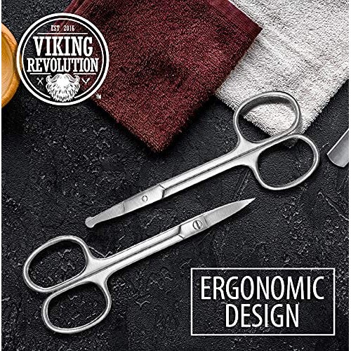 Viking Revolution Facial Hair Grooming Scissors For Men- Curved and Rounded M...
