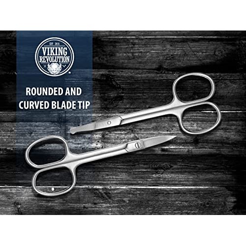 Viking Revolution Facial Hair Grooming Scissors For Men- Curved and Rounded M...