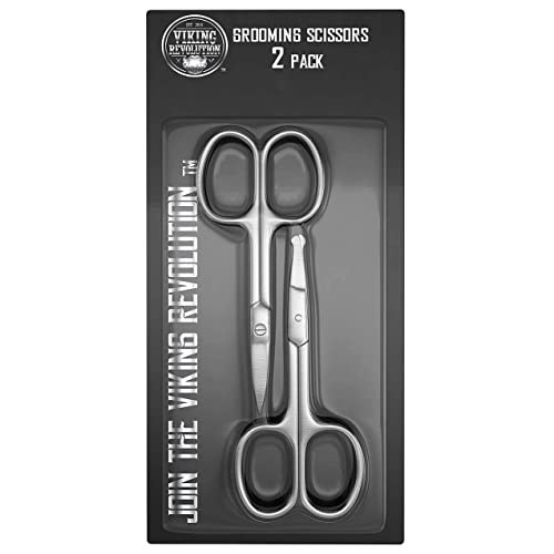 Viking Revolution Facial Hair Grooming Scissors For Men- Curved and Rounded M...