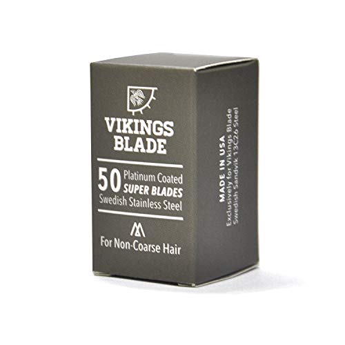 VIKINGS BLADE Swedish Steel Replacement Razor Blades, 50 Pack (9 to 12 months...