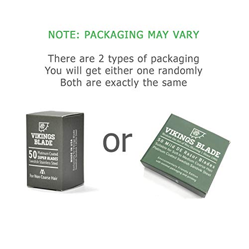 VIKINGS BLADE Swedish Steel Replacement Razor Blades, 50 Pack (9 to 12 months...