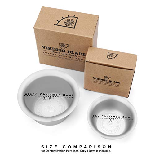 VIKINGS BLADE 'The Chairman' Luxury Shaving Bowl, Heavy Stainless Steel (3” D...