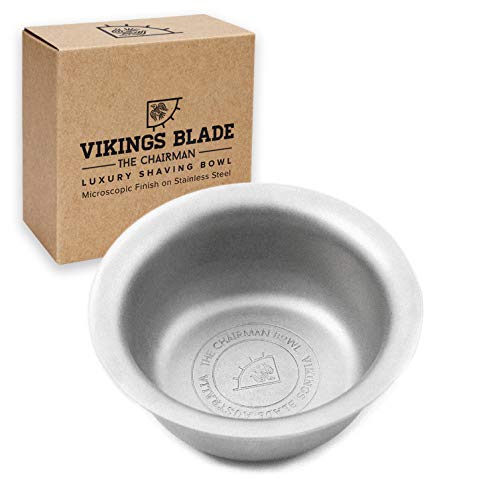 VIKINGS BLADE 'The Chairman' Luxury Shaving Bowl, Heavy Stainless Steel (3” D...