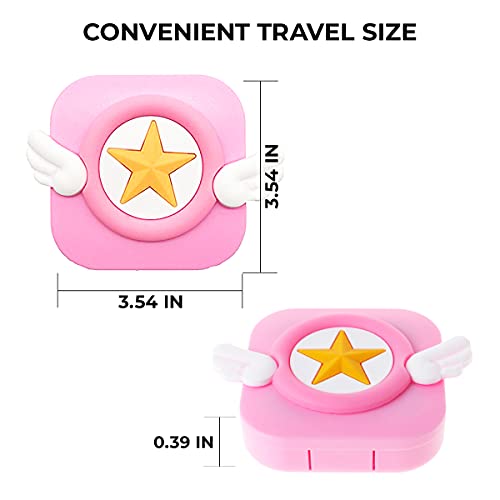 4 PCS Contact Lens Case - Cute Travel Eye Care Kit Portable Contact Lens Cont...