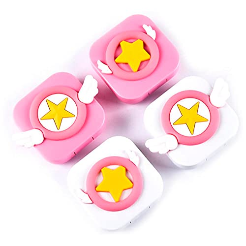 4 PCS Contact Lens Case - Cute Travel Eye Care Kit Portable Contact Lens Cont...