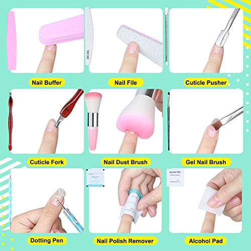 Gel Nail Polish Kit Villsure All-in-One 5 Colors Gel Nail Kit with 168W UV LE...