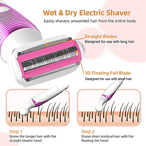 Electric Shaver for Women, 5 in 1 Electric Lady Razor,Facial Cleansing & Mass...