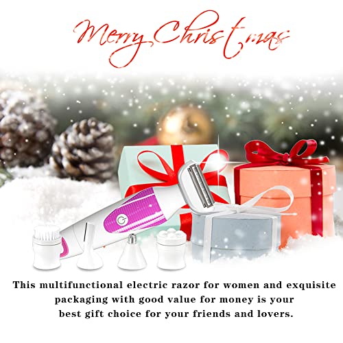 Electric Shaver for Women, 5 in 1 Electric Lady Razor,Facial Cleansing & Mass...