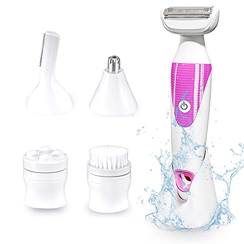 Electric Shaver for Women, 5 in 1 Electric Lady Razor,Facial Cleansing & Mass...