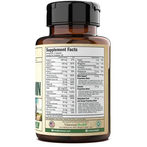 Men's Daily Multimineral Multivitamin Supplement - Vitamins A, C, E, D, B1, B...