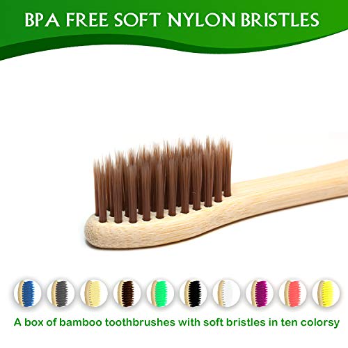 10 Pcs Soft Bristles Bamboo Toothbrush, Biodegradable Natural Bamboo Charcoal...