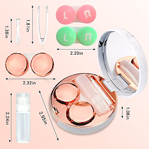 Mini Contact Lens Box Kit,5 in 1 Portable Contact Lens Cases with Mirror Twee...